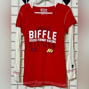 Greg Biffle NASCAR Chase Authentics Ladies Long sleeve hooded Tee Size M